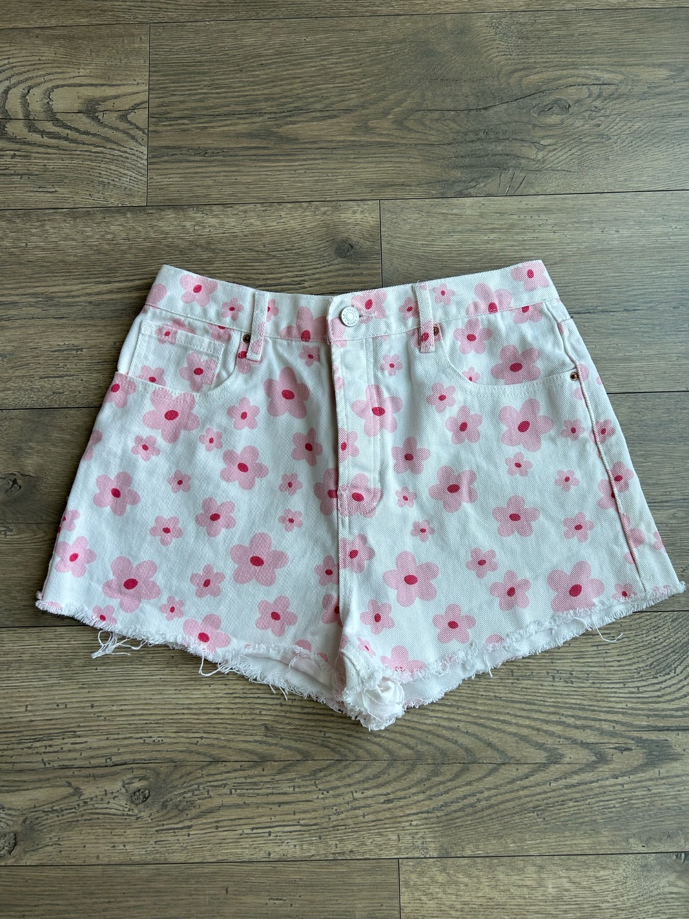 PacSun Vintage High Rise Pink Floral Denim Shorts
